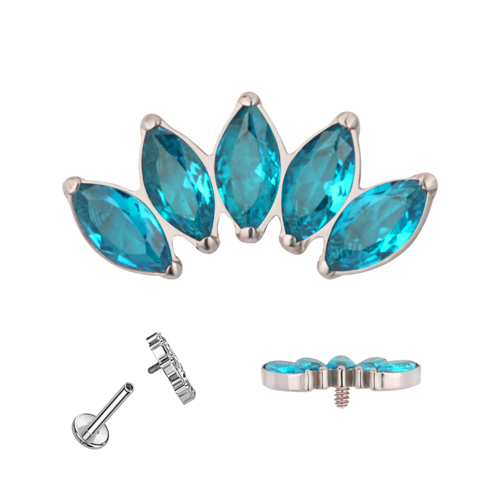 עגיל הליקס / קונץ' / פלאט מטיטניום - קשת של מרקיזים תכלת בהברגה