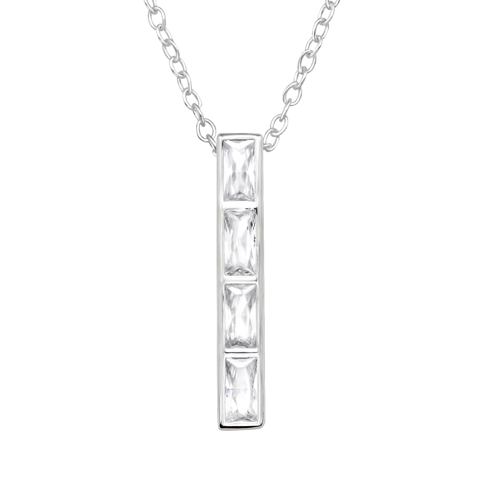 שרשרת מכסף - פס של באגטים לבנים