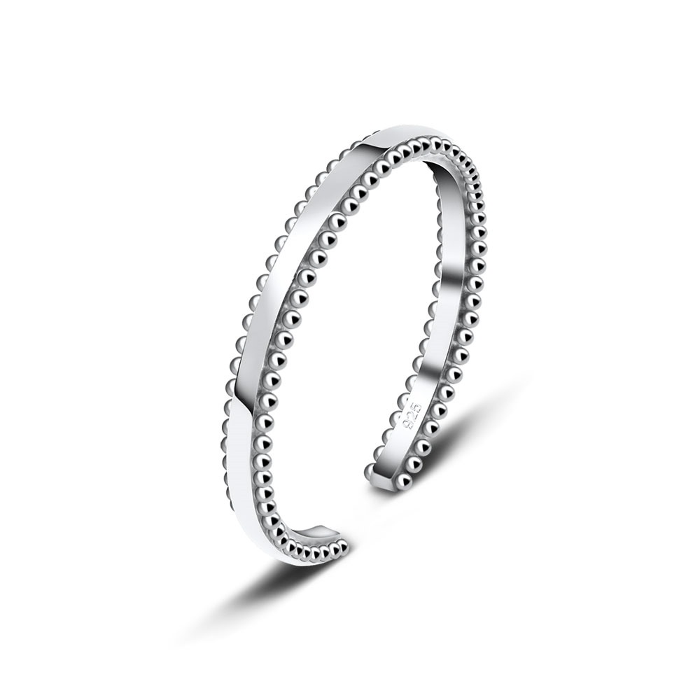 טבעת רגל מכסף - חלקה עם נקודות