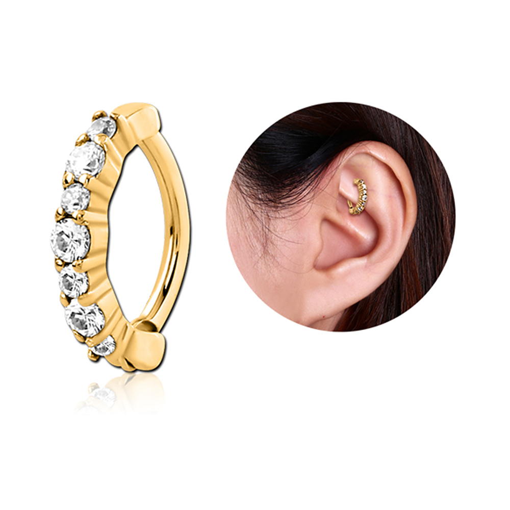 עגיל רוק / דיית / טבור קטנטן קליקר וקריסטלים לבנים