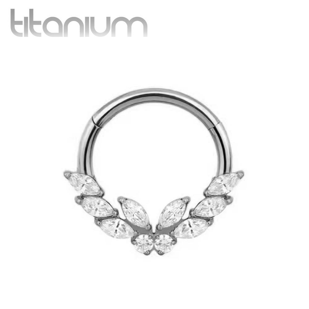 עגיל הליקס / ספטום / רוק / דיית' קליקר מטיטניום 1.2 * 8 מ"מ פרפר ומרקיזים לבנים