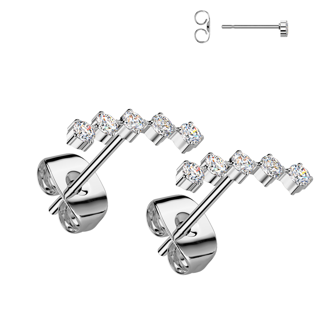 עגילי סטד מסרג'יקל סטיל - קשת של קריסטלים לבנים