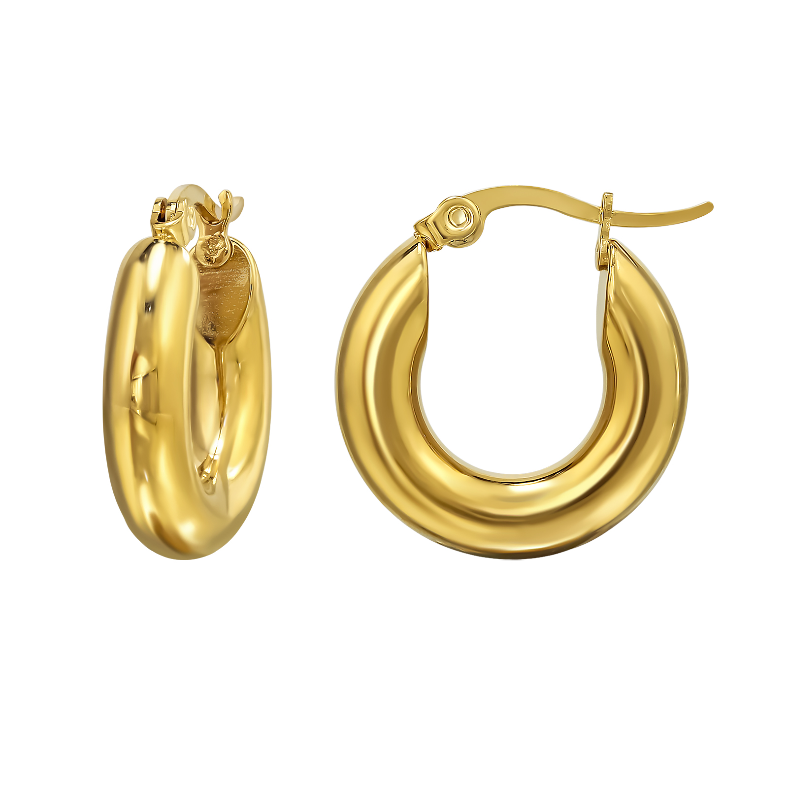 זוג עגילי חישוק האגיס מסרג'יקל סטיל וציפוי זהב נפוחים 20 מ"מ