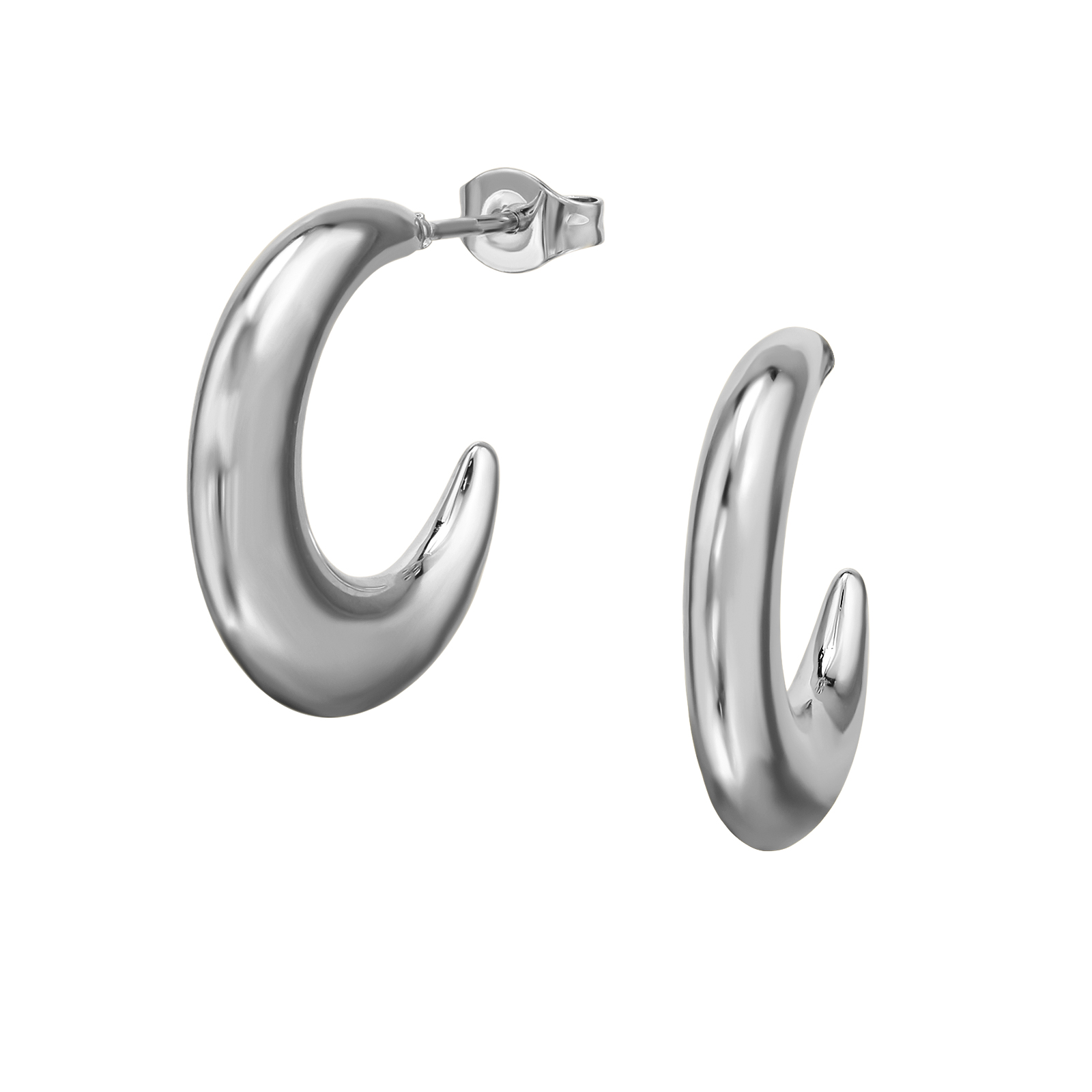 זוג עגילי סטד ירח מסרג'יקל סטיל נפוחים 22 מ"מ