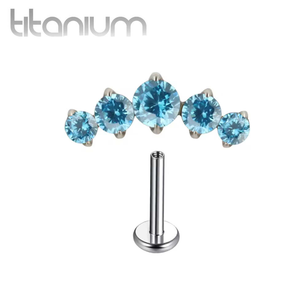 עגיל הליקס / קונץ' / פלאט מטיטניום - 5 עיגולים תכלת