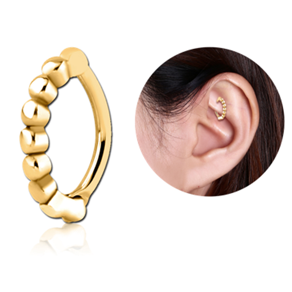 עגיל רוק / דיית / טבור קטנטן מציפוי זהב קליקר נקודות