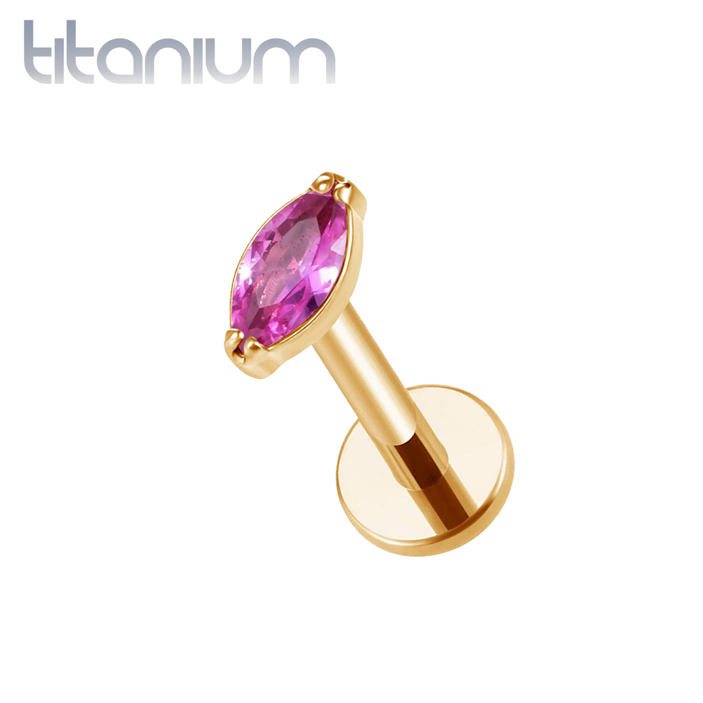 עגיל הליקס / טראגוס / קונץ' / פלאט  מטיטניום וציפוי זהב - מרקיז ורוד פוקסיה בהברגה