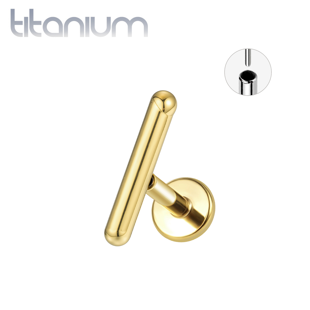 עגיל הליקס / קונץ' / פלאט מטיטניום וציפוי זהב - פס חלק מעוגל (סגירה ללא הברגה)