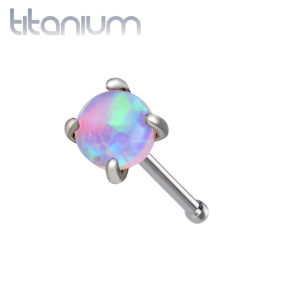 נזם אף ישר מטיטניום 2 ממ אופל ורוד