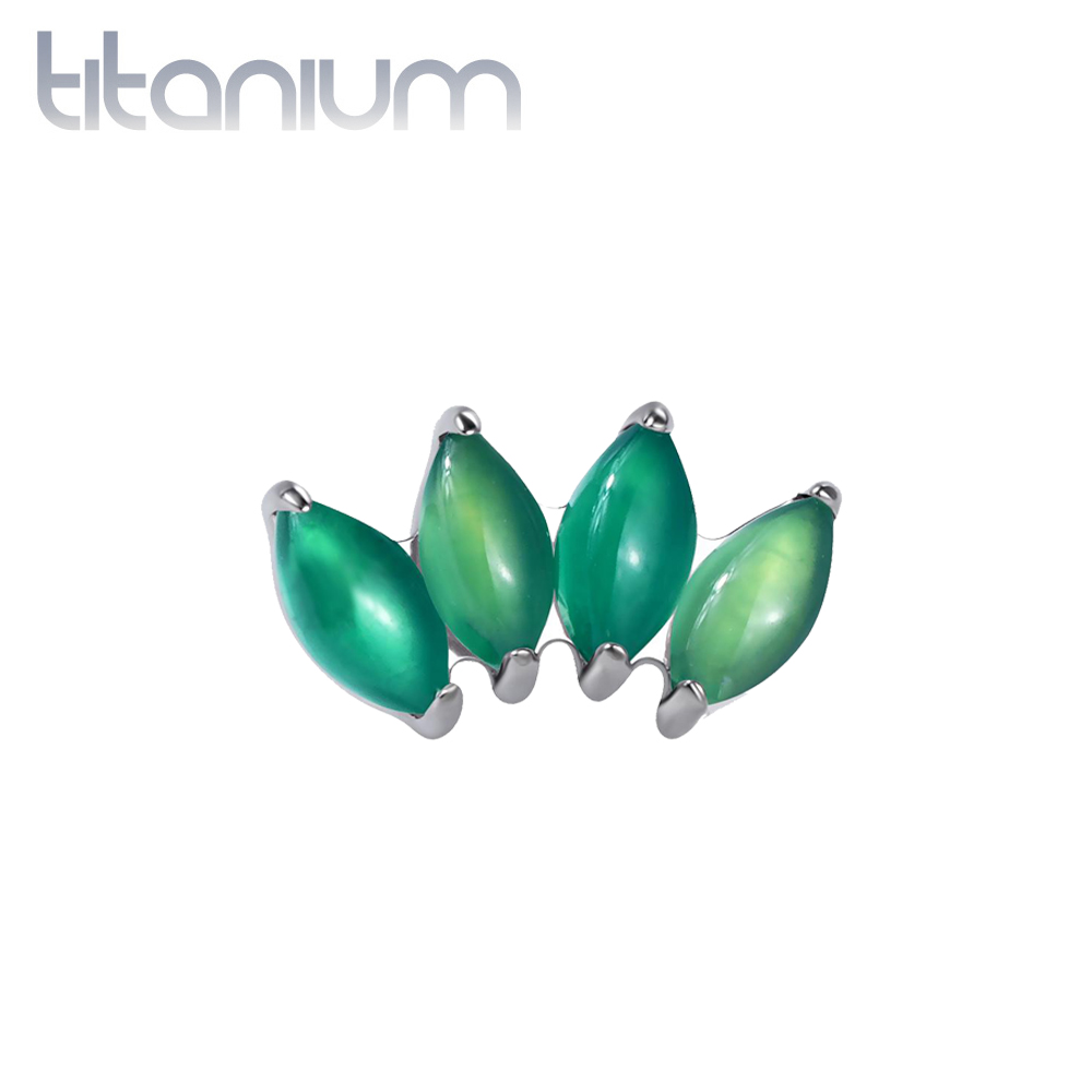 עגיל הליקס / קונץ' / פלאט מטיטניום - מניפה של ירוק אוניקס