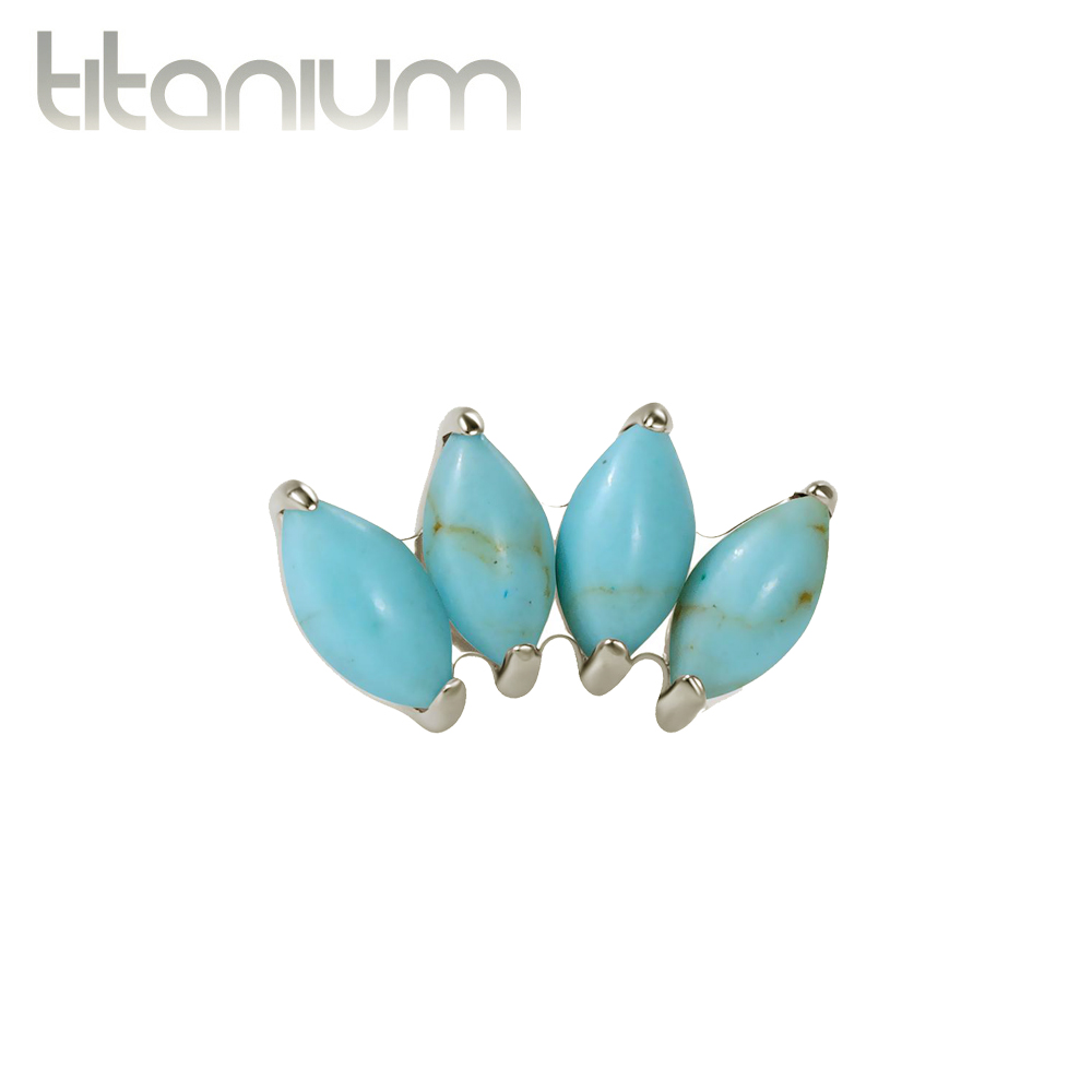 עגיל הליקס / קונץ' / פלאט מטיטניום - מניפה של טורקיזים