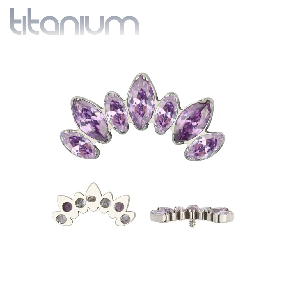 עגיל הליקס / קונץ' / פלאט מטיטניום - קשת של 7 מרקיזים סגולים (סגירה ללא הברגה)