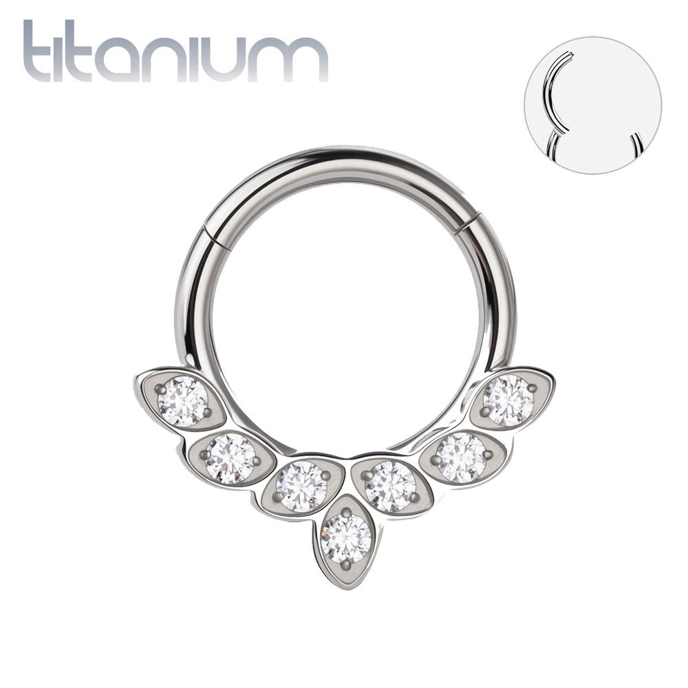 עגיל הליקס / ספטום קליקר מטיטניום 1.2 * 8 מ"מ קריסטלים לבנים