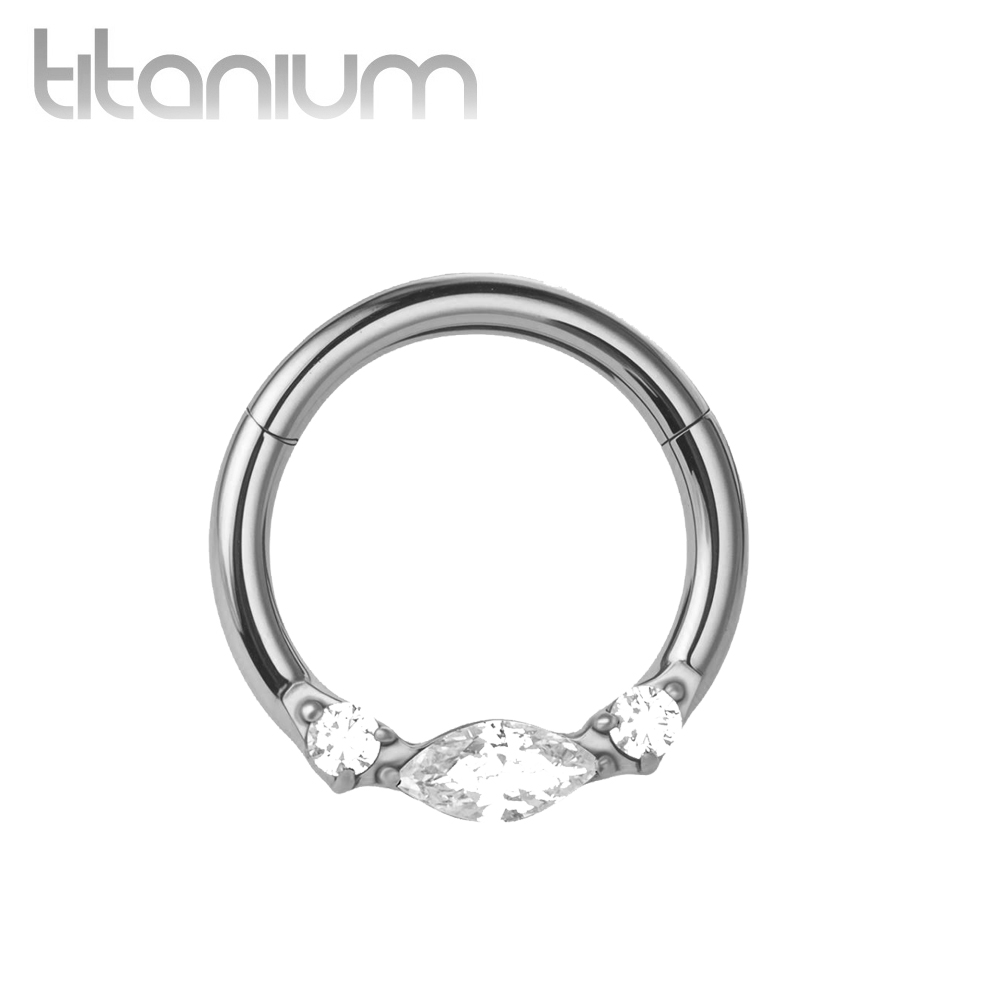 עגיל הליקס / ספטום קליקר מטיטניום 1.2 * 8 מ"מ מרקיז וקריסטלים לבנים