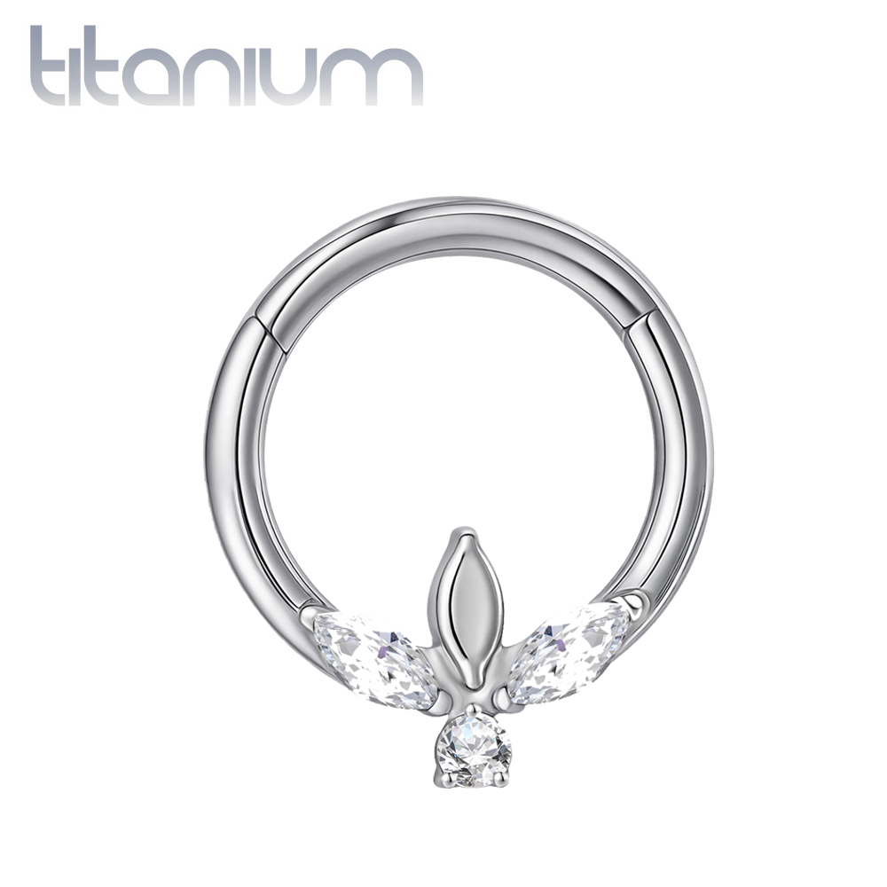 עגיל הליקס / ספטום קליקר מטיטניום 1.2 * 8 מ"מ לוטוס זירקונים לבנים