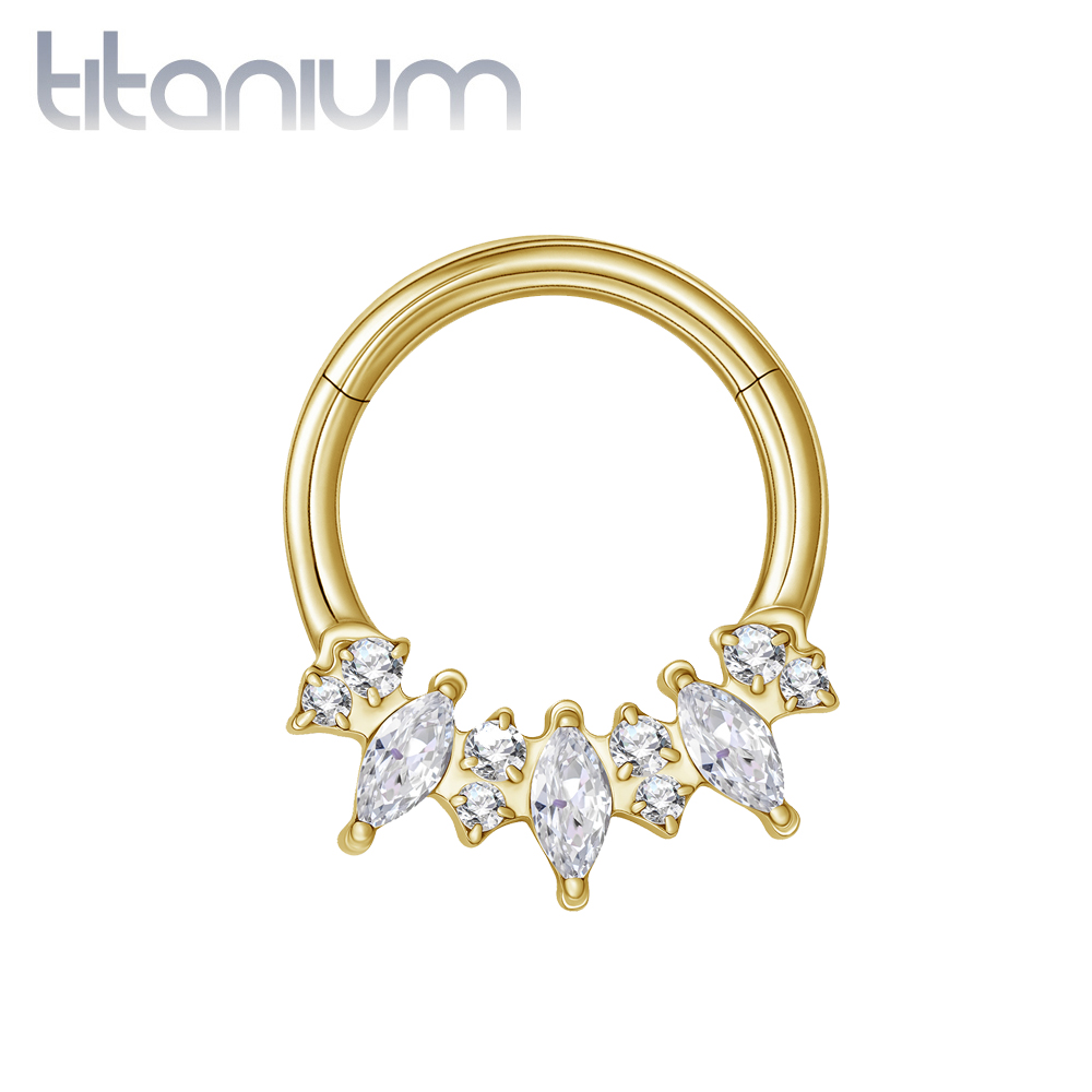 עגיל הליקס / ספטום קליקר מטיטניום וציפוי זהב 1.2 * 8 מ"מ מרקיזים לבנים