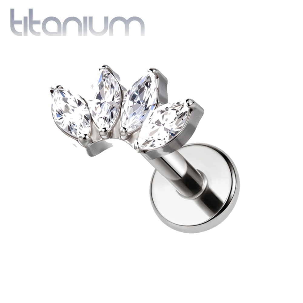 עגיל הליקס / טראגוס / קונץ' / פלאט  מטיטניום - קשת קטנה של מרקיזים לבנים