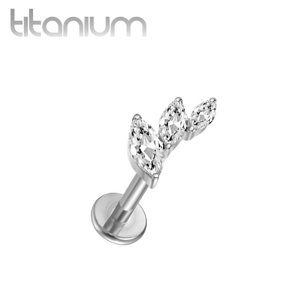 עגיל הליקס / קונץ' / פלאט מטיטניום - קשת קטנה של 3 מרקיזים לבנים