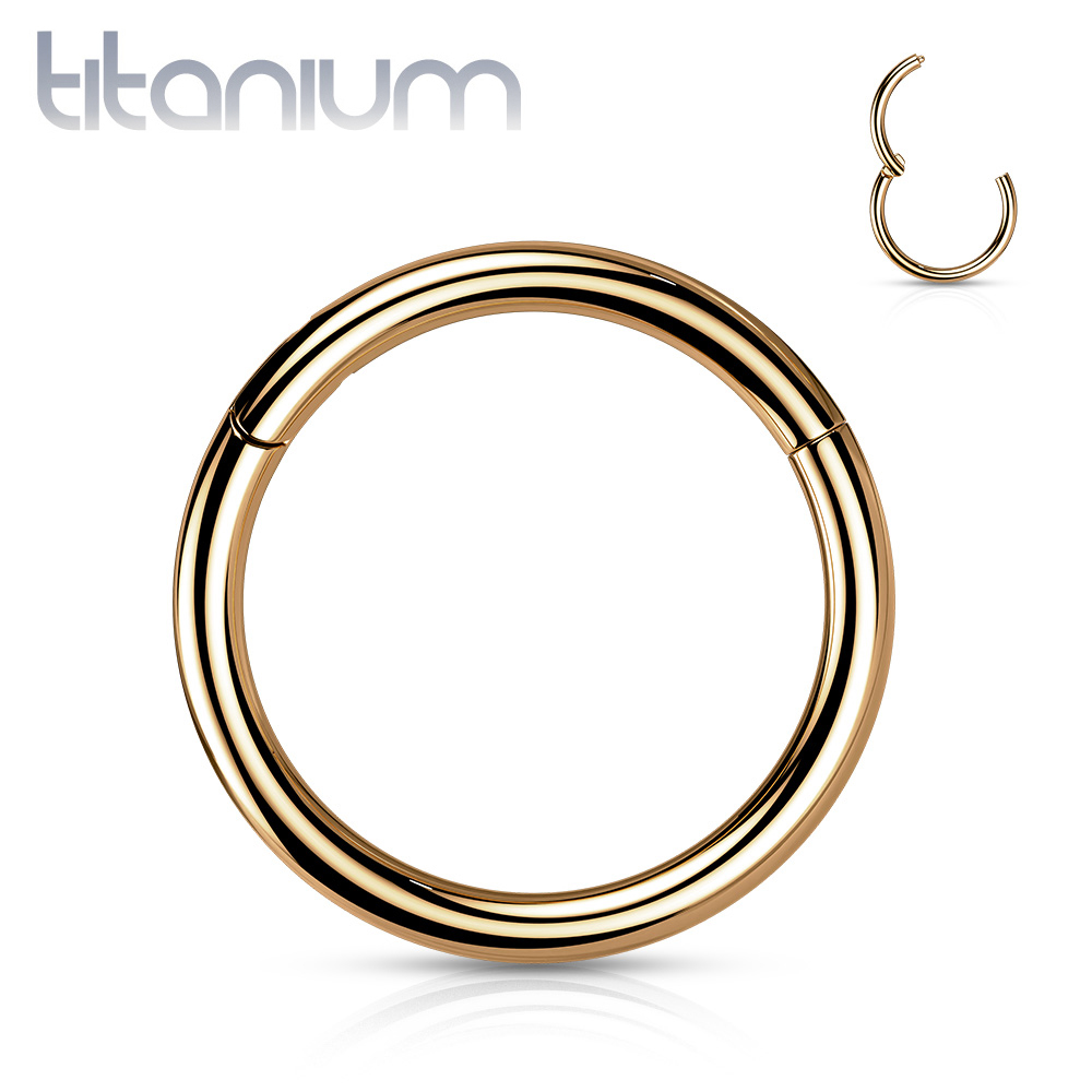 עגיל טראגוס/הליקס/ספטום/קונץ' טבעת קליקר מטיטניום וציפוי זהב רוז 1.2 * 12 / 10 / 8 / 6 מ"מ