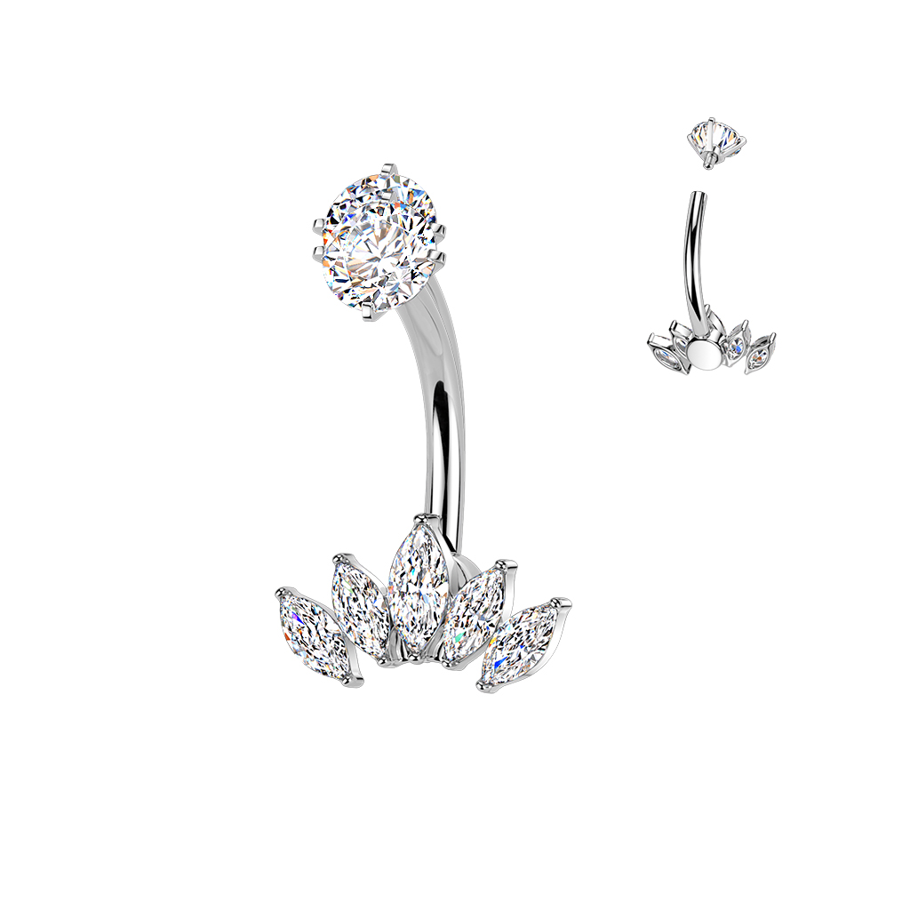 עגיל פירסינג בטבור – קשת של זירקונים לבנים